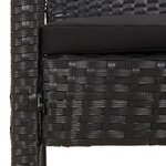 vidaXL Banc de jardin avec coussin noir 105 cm résine tressée