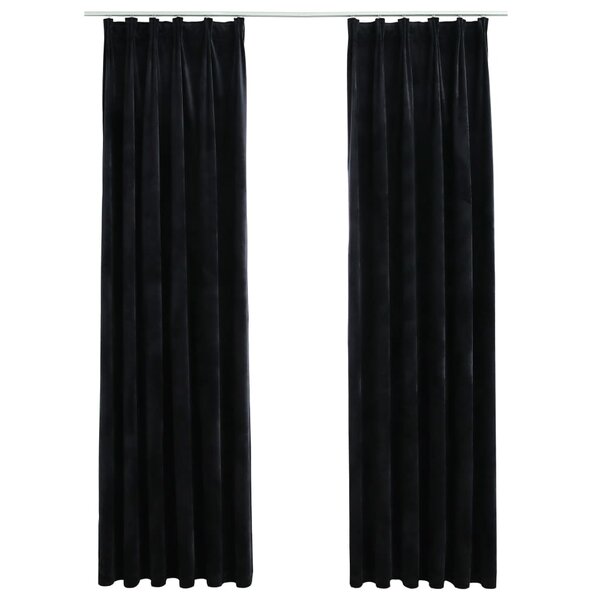 vidaXL Rideaux occultants avec crochets 2 Pièces Velours Noir 140x225 cm