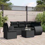 vidaXL Salon de jardin 6 Pièces avec coussins noir résine tressée