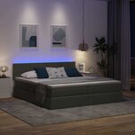vidaXL Lit de rangement LED avec matelas Gris foncé 200 x 200 cm Tissu