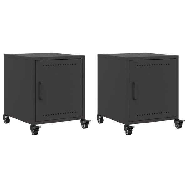 vidaXL Tables de chevet 2 Pièces noir 36x39x43 5 cm acier