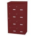 Bloc collectif Leabox  2x4  grade 3  simple face  Extérieur  fixation murale  Rouge brun RAL 3011 finition brillante