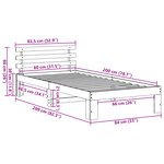 vidaXL Cadre de Lit en Bois de Pin Blanc Bois 80 x 200 cm