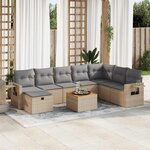 vidaXL Salon de jardin avec coussins 9 Pièces beige résine tressée