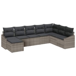 vidaXL Ensemble de canapé de jardin 8 Pièces Gris Poly rotin