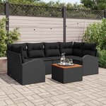 vidaXL Ensemble de canapé de jardin 7 Pièces Noir Poly rotin