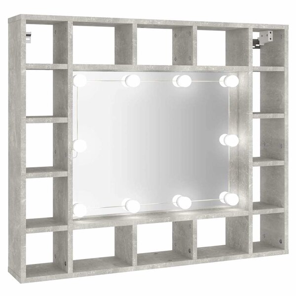 vidaXL Armoire de miroir avec LED Gris béton 91x15x76 5 cm