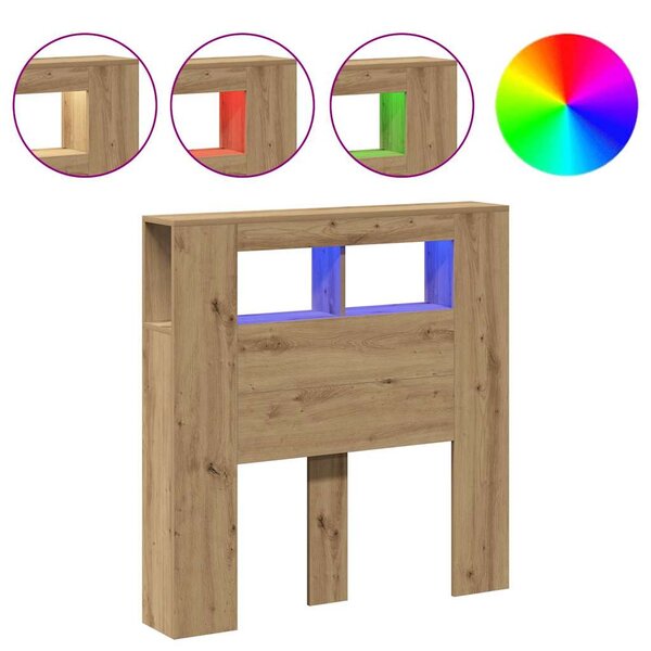 vidaXL Tête de lit à LED chêne artisanal 100x18 5x103 5 cm