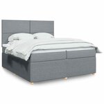 vidaXL Sommier à lattes de lit avec matelas Gris clair 200x200cm Tissu