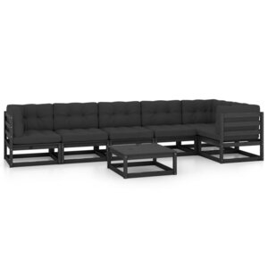 vidaXL Salon de jardin 7 Pièces avec coussins Bois de pin massif