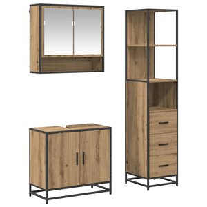 vidaXL Ensemble de mobilier de salle de bain 3 Pièces Chêne artisanal