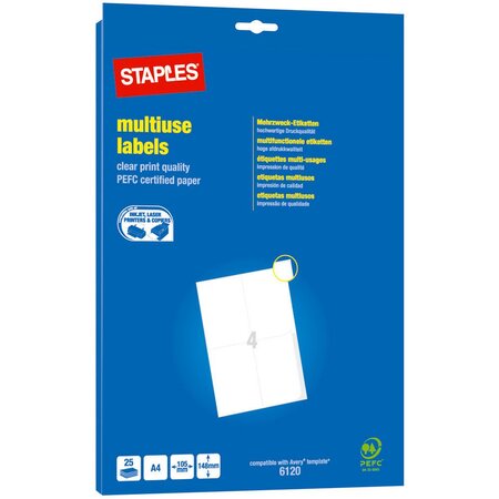 Etiquette multi-usages blanche  - 105 x 148 mm - boîte de 100 étiquettes (paquet 100 unités)