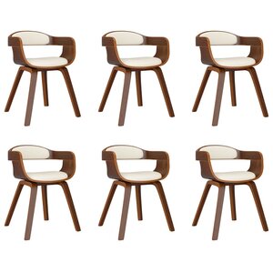 vidaXL Chaises à manger lot de 6 crème similicuir et bois courbé