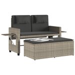 vidaXL Banc inclinable de jardin et coussins gris clair résine tressée