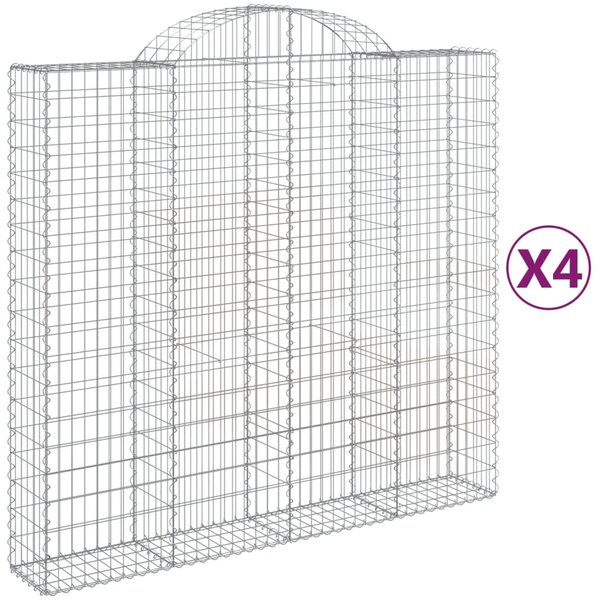 vidaXL Paniers à gabions arqués 4 Pièces 200x50x180/200 cm Fer galvanisé