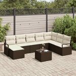 vidaXL Ensemble de canapé de jardin 9 Pièces Marron Poly rotin