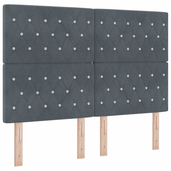 vidaXL Tête de Lit en Velours Argyle Manuel Gris foncé 160 cm Velours