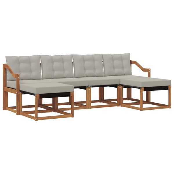vidaXL Ensemble de canapés d'extérieur 6 pc Gris Naturel et Clair