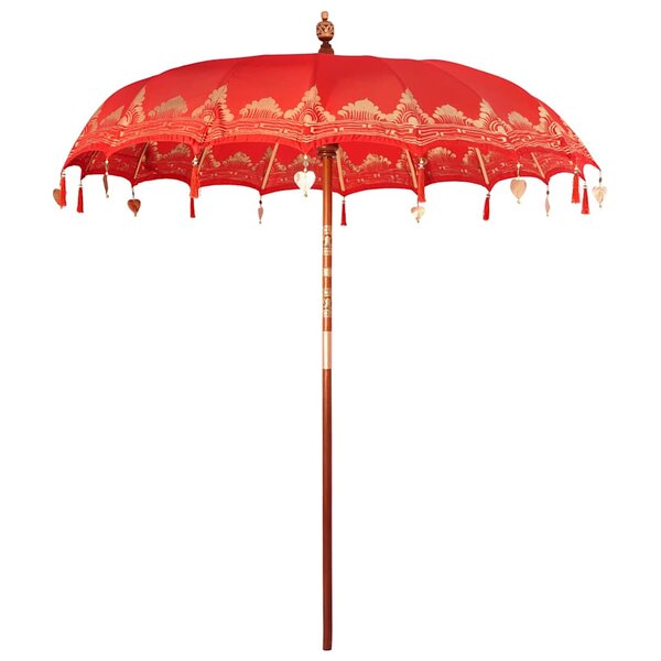 vidaXL Parasol balinais Rouge (210-220) x 260 cm Coton et bois massif