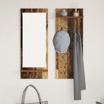 vidaXL Porte-manteau mural avec étagère avec stockage avec miroir Bois ancien 70 x 10 x 90 cm