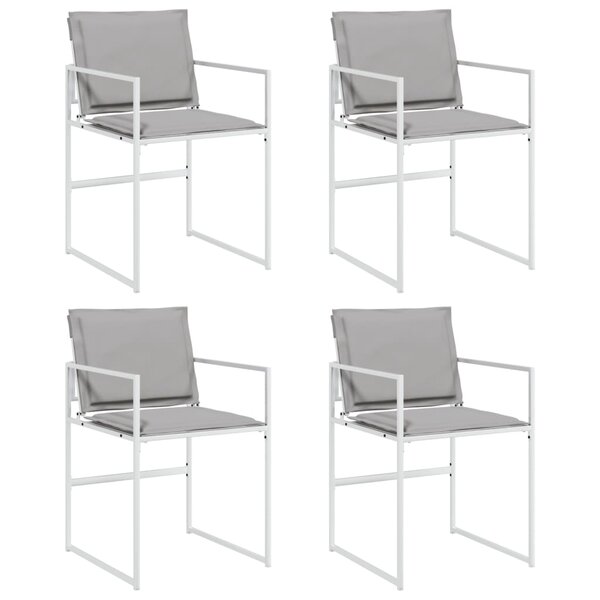 vidaXL Chaises de jardin avec coussins lot de 4 blanc acier/textilène