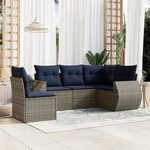 vidaXL Salon de jardin 5 Pièces avec coussins gris résine tressée