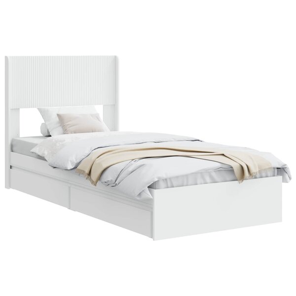vidaXL Cadre de lit avec rangement et tête de lit Blanc 75 x 190 cm
