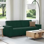 vidaXL Canapé à 3 places Vert foncé 220x78x84 cm Velours