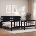 vidaXL Cadre de lit avec tête de lit noir 200x200 cm bois massif