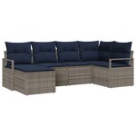 vidaXL Ensemble de Canapés avec coussin 6 Pièces Gris polyrotin