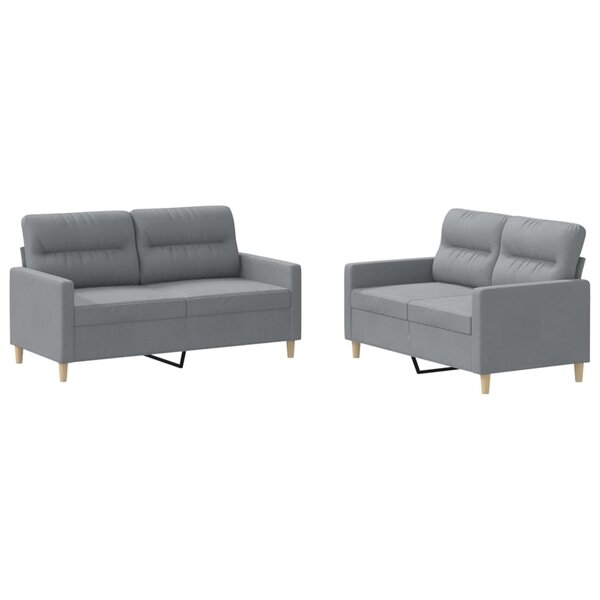 vidaXL Ensemble de canapés 2 Pièces avec coussins Gris clair Tissu