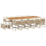 vidaXL Ensemble à manger de jardin et coussins 15 Pièces beige