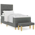 vidaXL Lit à ressorts avec matelas Gris foncé 100 x 200 cm tissu