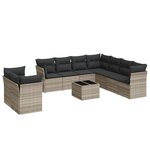 vidaXL Salon de jardin avec coussins 10 Pièces gris clair résine tressée