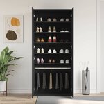 vidaXL Cabinet à chaussures Noir 80 x 39 x 180 cm Bois d'ingénierie