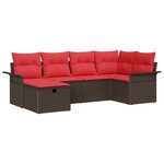 vidaXL Ensemble de canapé de jardin 6 Pièces Marron Poly rotin