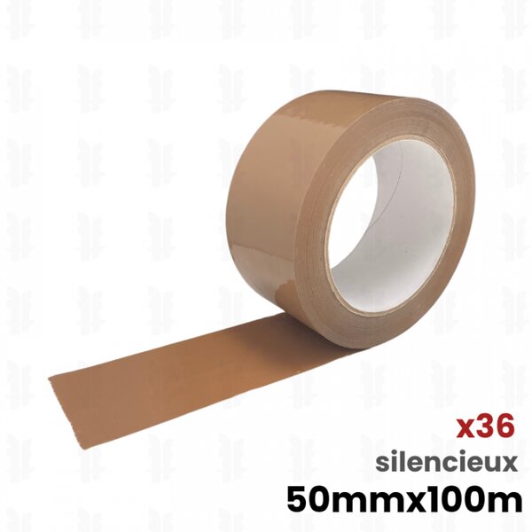 36 rouleaux adhésifs Havane SILENCIEUX (28µ) 50mm x 100m