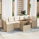 Set de 8 pièces de canapé de jardin avec coussins Beige en polyrotin Acacia