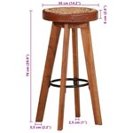 vidaXL Tabourets de bar 2 Pièces Cuir véritable et bois d'acacia solide