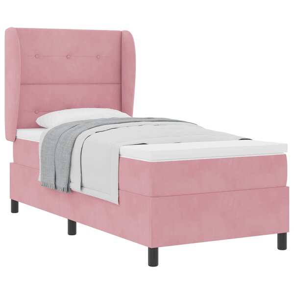 vidaXL Lit à ressorts avec matelas Rose 200 x 100 cm Polyester