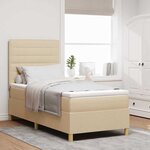 vidaXL Lit à ressorts avec matelas Crème 100 x 200 cm tissu