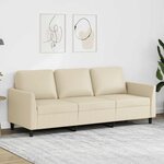 vidaXL Canapé à 3 places Crème 180 cm Similicuir
