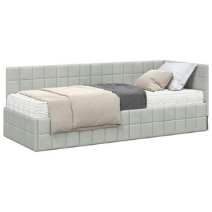 vidaXL Cadre de lit d'angle avec matelas 2 pc Gris clair 80 x 200 cm