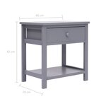 vidaXL Table de chevet Gris 40x29x42 cm Bois de Paulownia