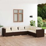 vidaXL Salon de jardin 6 Pièces avec coussins Résine tressée Marron