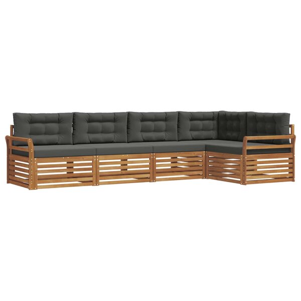 vidaXL Ensemble de canapés d'extérieur 5 pc Naturel et Anthracite