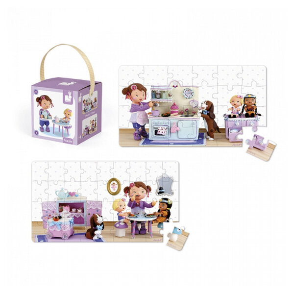 Puzzle Janod 24 pieces -Lola joue a la dinette