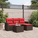 vidaXL Salon de jardin avec coussins 5 Pièces marron résine tressée