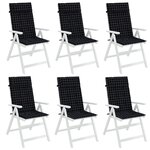 vidaXL Coussins de chaise à dossier haut lot de 6 carreaux noir