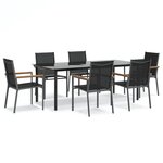 vidaXL Ensemble à manger de jardin 7 Pièces noir textilène et acier